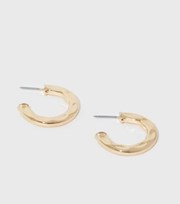 New Look Gold Beaten Midi Hoop Earrings